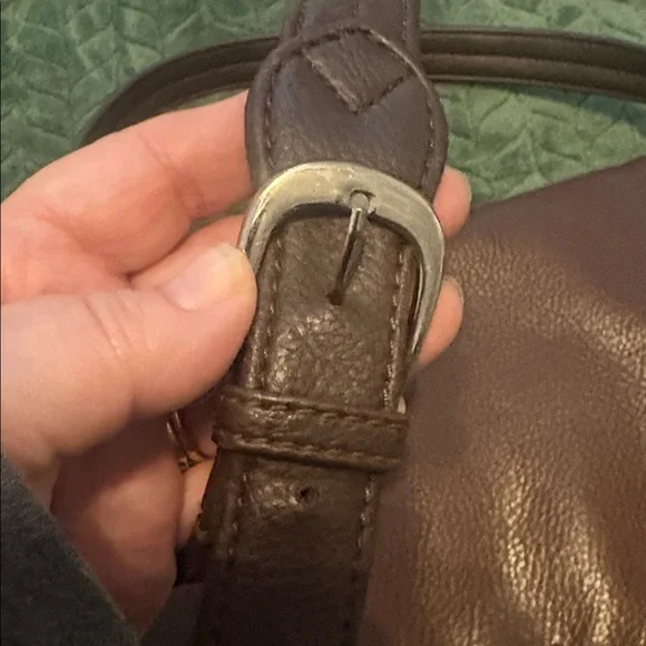 Vintage Liz Claiborne Leather Crossbody Shoulder Bag Cognac Brown Snap Close - Picture 9 of 12